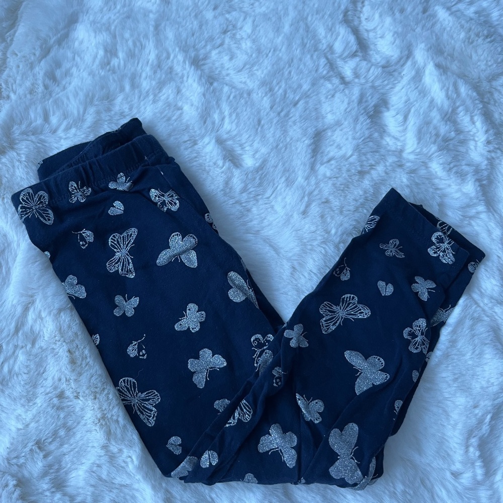 Place Blue and Silver Leggings with Butterfly Print